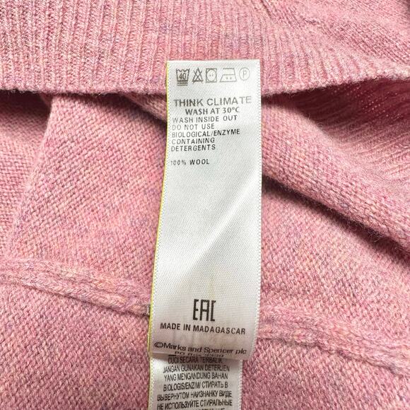 M&S Collection | Men | 100% Fine Lambs Wool Marled Pink Crew Sweater | Large - Picture 10 of 12